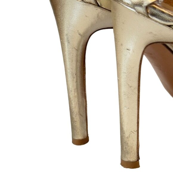 VIA SPIGA Women's Shoes Gold Leather Heels Stilettos Size 9.5M Eu 41 - Picture 6 of 13